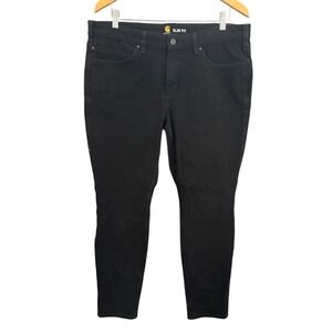 Carhartt Slim Fit Black Denim Jeans Women 16 Regular 104214-BLK Stretch Workwear